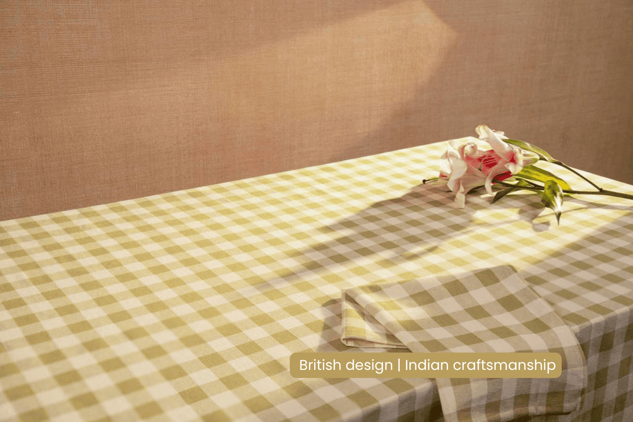 Checked 100% Cotton Everyday Reusable Tablecloth | Lively Green 