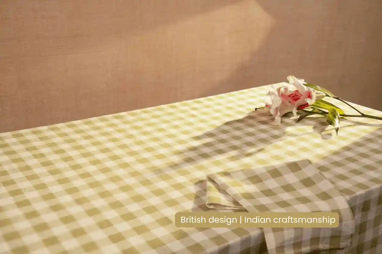 Checked 100% Cotton Everyday Reusable Tablecloth | Lively Green 
