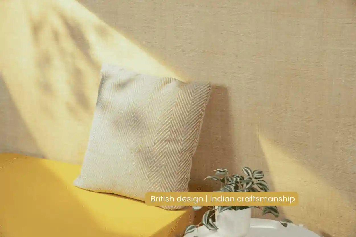 Chevron Ochre Handwoven Cushion Recycled Plastic (with Pad) 