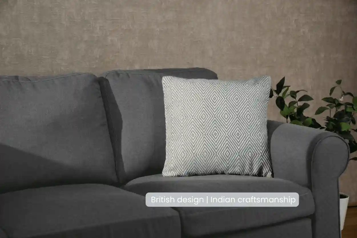 Diamond Blue Handwoven Cushion Recycled Plastic (with Pad) 