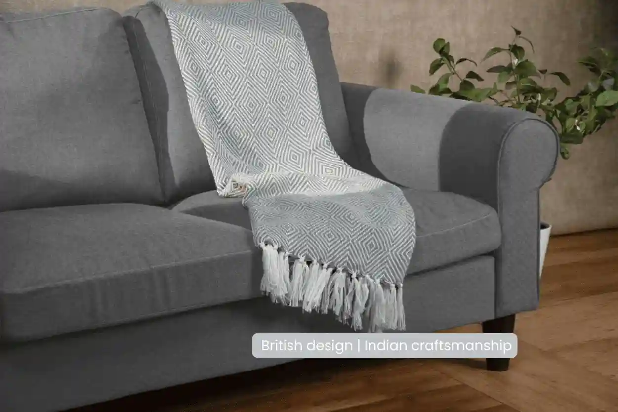 Diamond Blue Handwoven Throw Recycled Plastic Bottles 