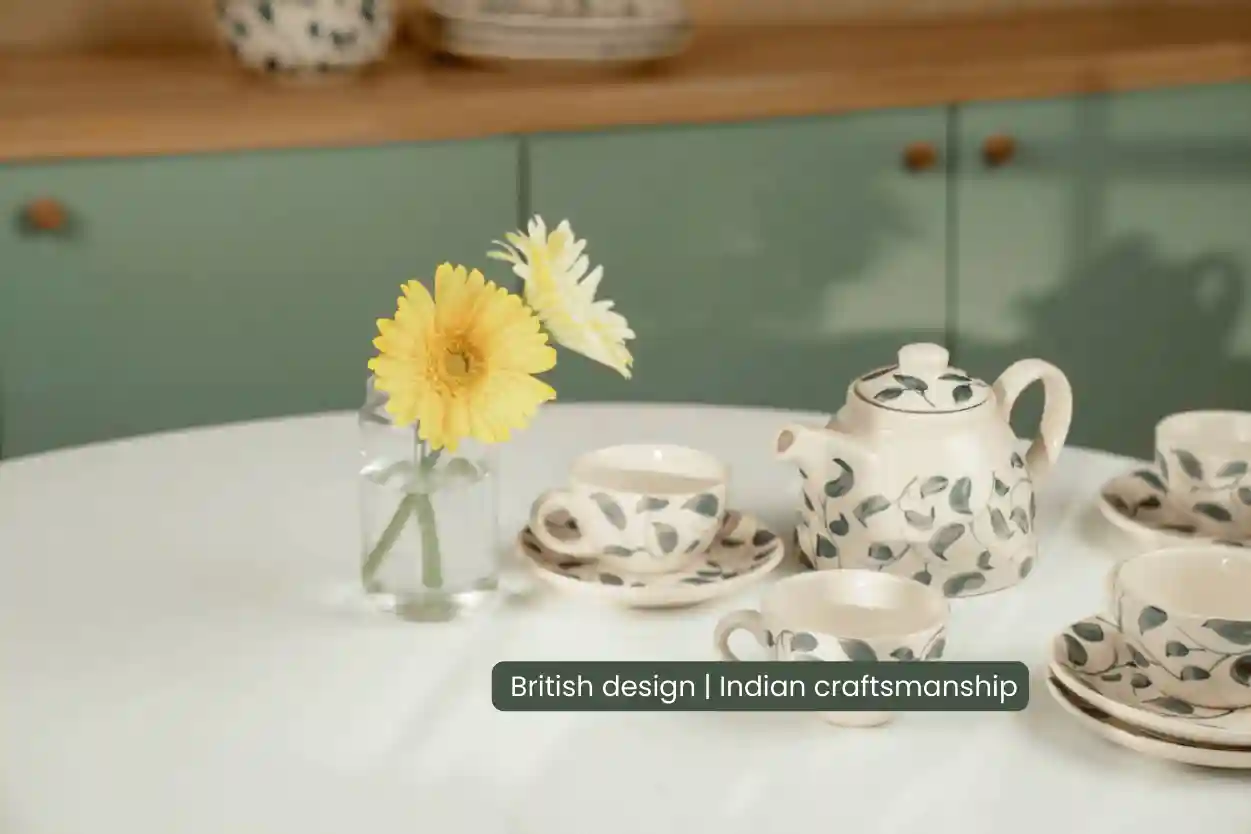 Scroll 1,200ml Handmade & Hand Painted Stoneware Teapot | Lovable Blue 