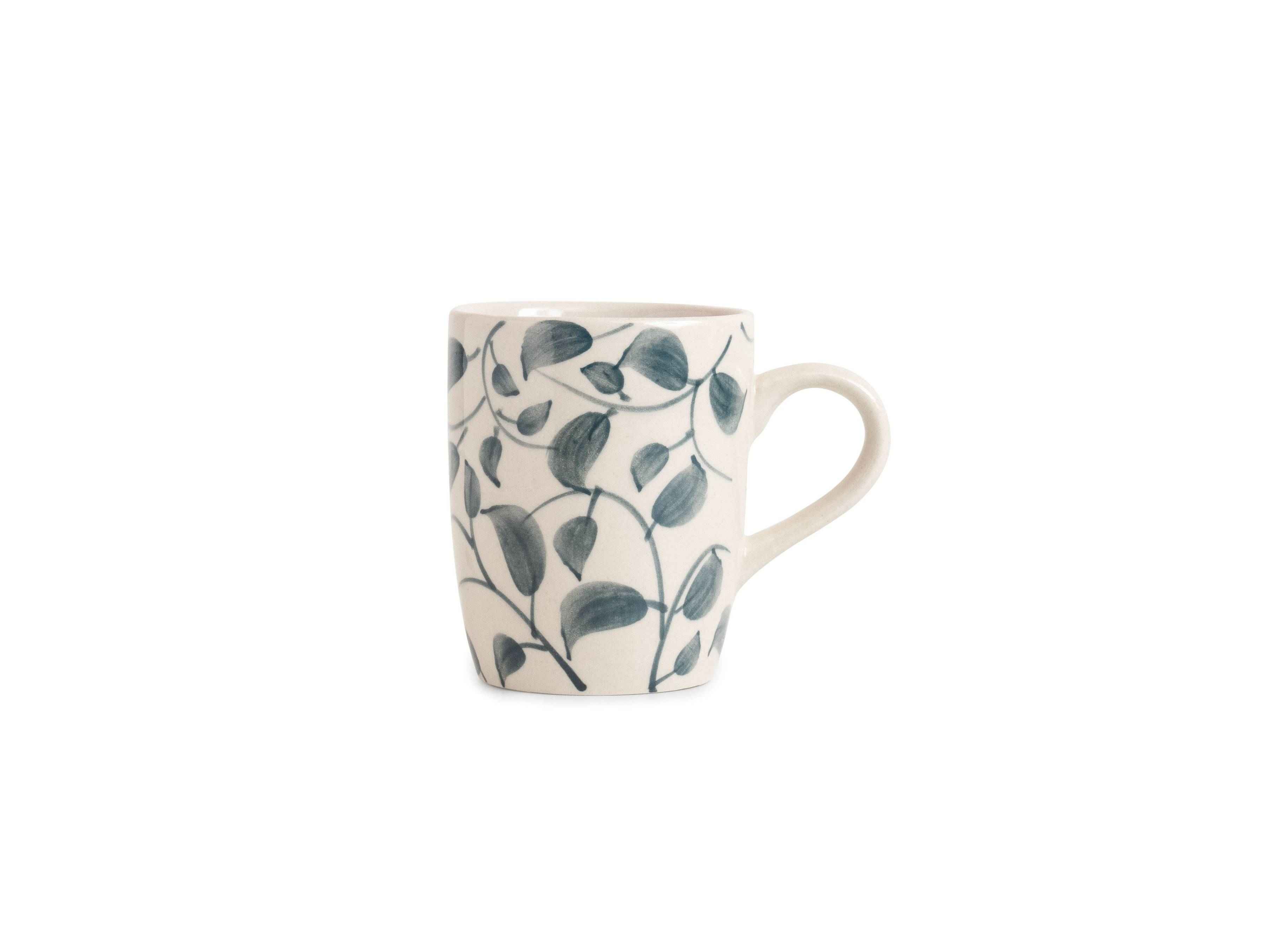 Scroll Handmade & Hand Painted Stoneware Set of 4 Mugs |Lovable Blue 